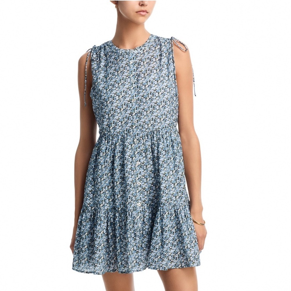 Veronica Beard Yulianna Floral Dress Lake Mist Multi Blue XS NEW